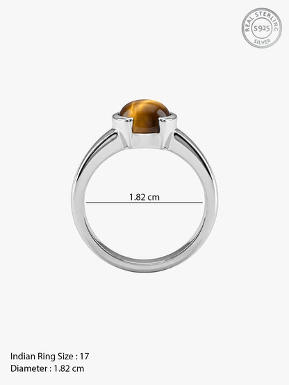Silver Classic Tiger Eye Ring For Him (Size 17)