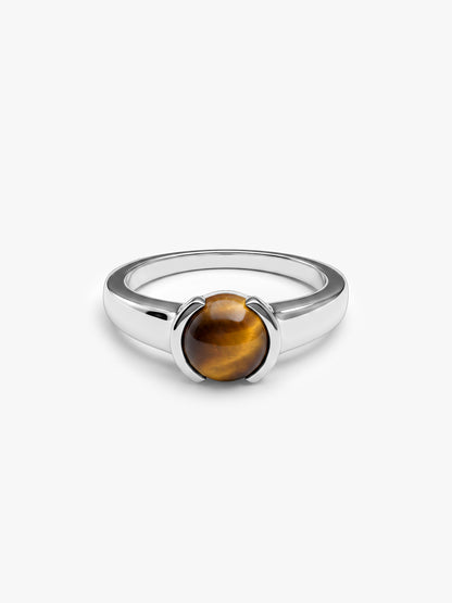 Silver Classic Tiger Eye Ring For Him (Size 20)