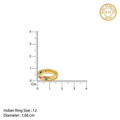 Golden Colourful Rainstone Ring