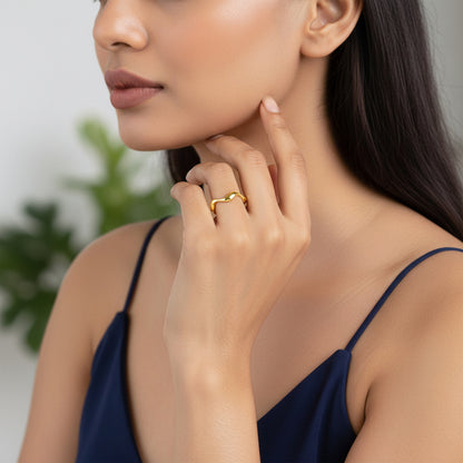 Golden Water Wave Ring