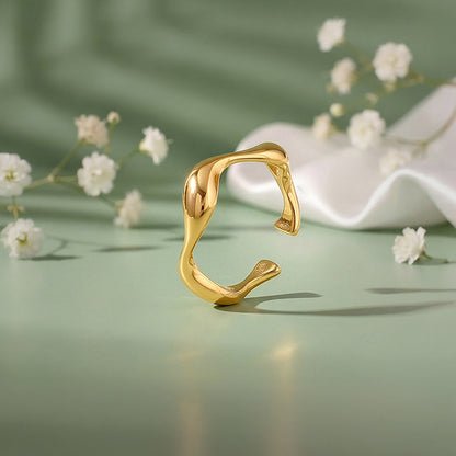 Golden Water Wave Ring