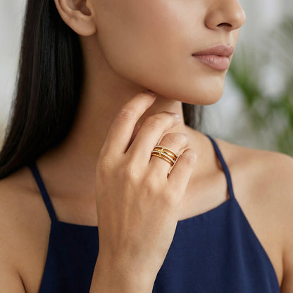 Golden Playful Stack Ring