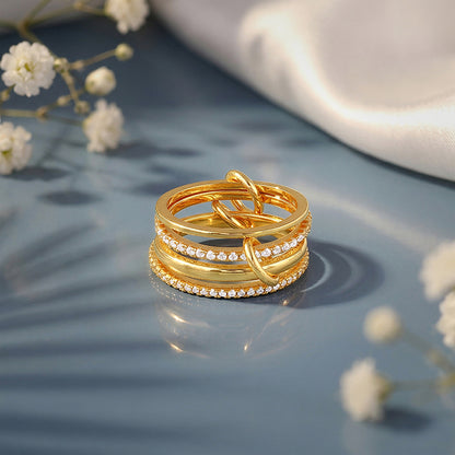 Golden Playful Stack Ring