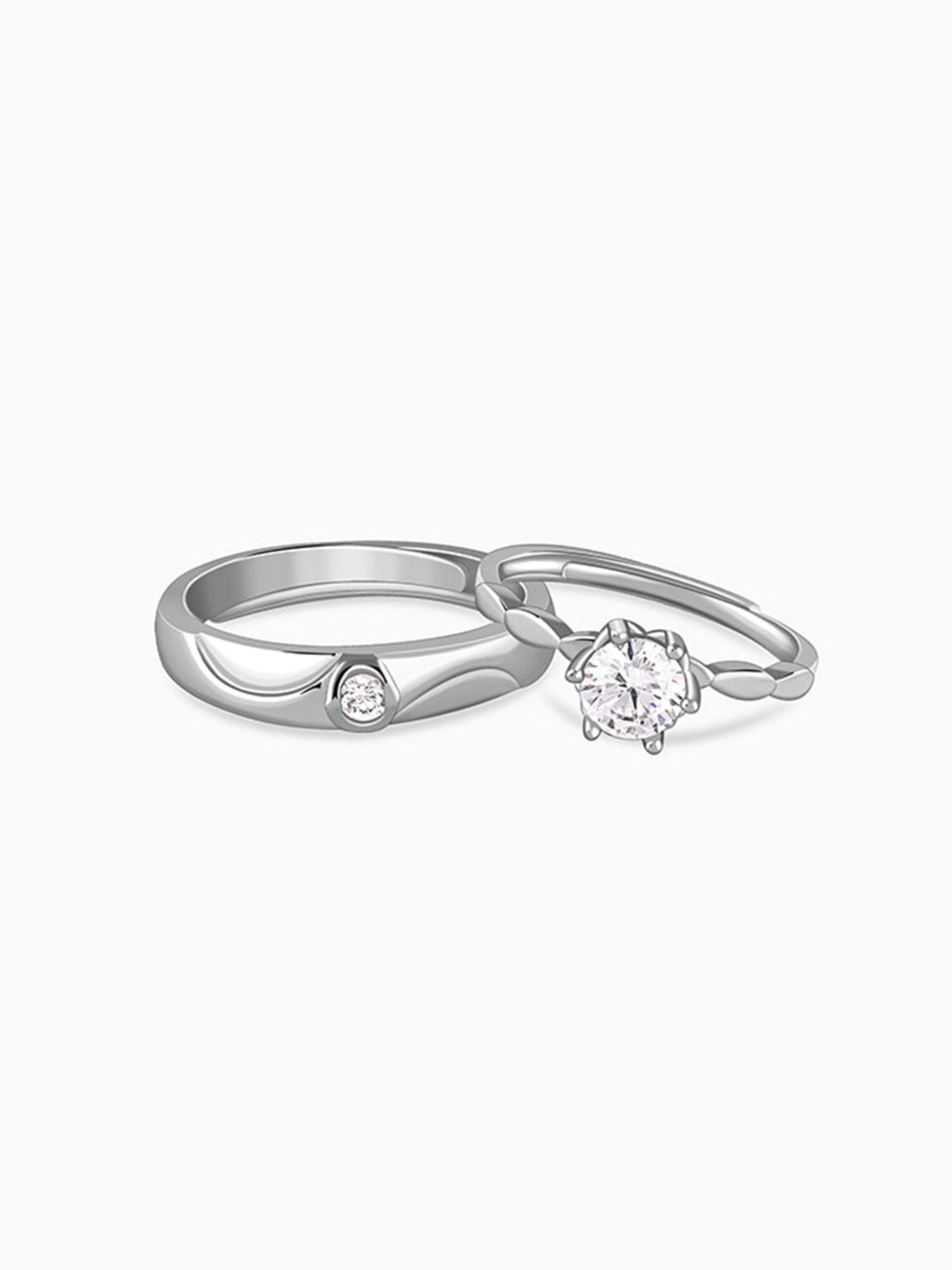 Silver One Beat Couple Rings