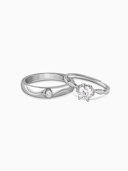 Silver One Beat Couple Rings