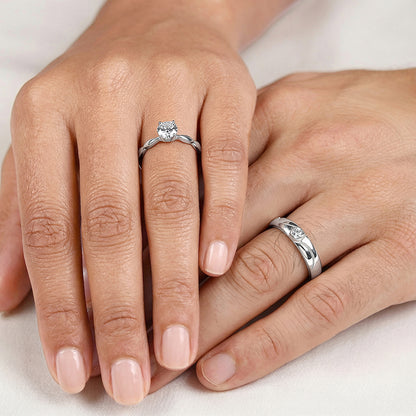 Silver One Beat Couple Rings
