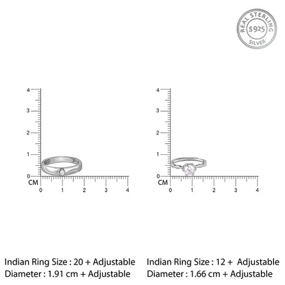 Silver One Beat Couple Rings