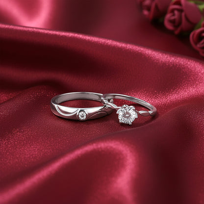 Silver One Beat Couple Rings