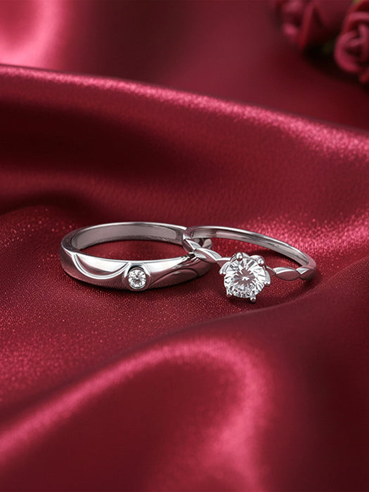 Silver One Beat Couple Rings