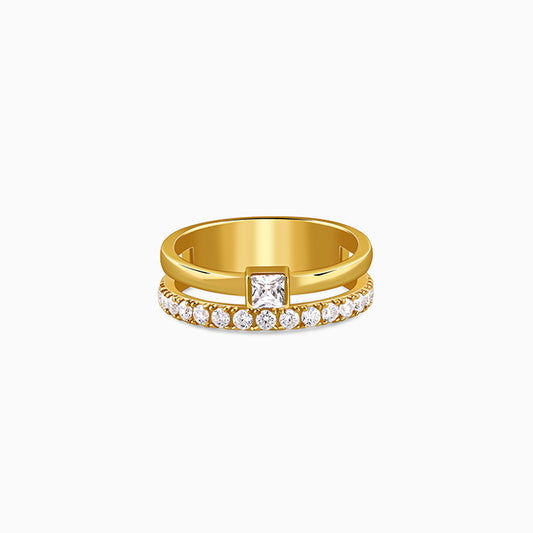 Golden Double Beam Ring