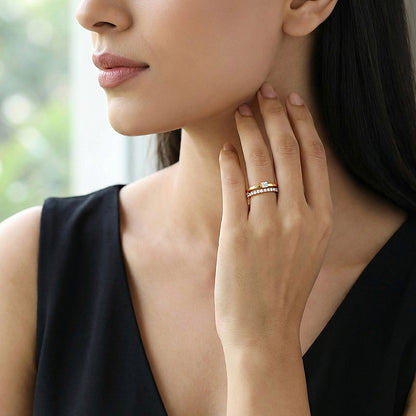 Golden Double Beam Ring
