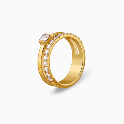 Golden Double Beam Ring