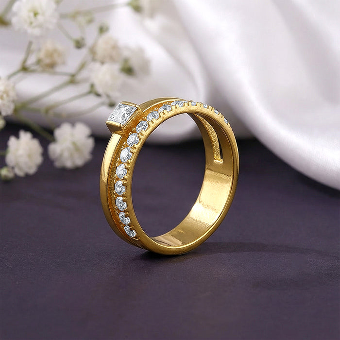 Golden Double Beam Ring