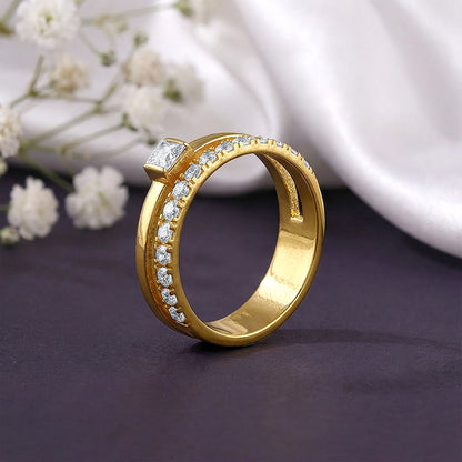 Golden Double Beam Ring