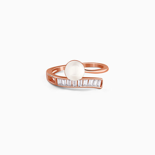 Rose Gold Grace Pearl Bypass Ring 
