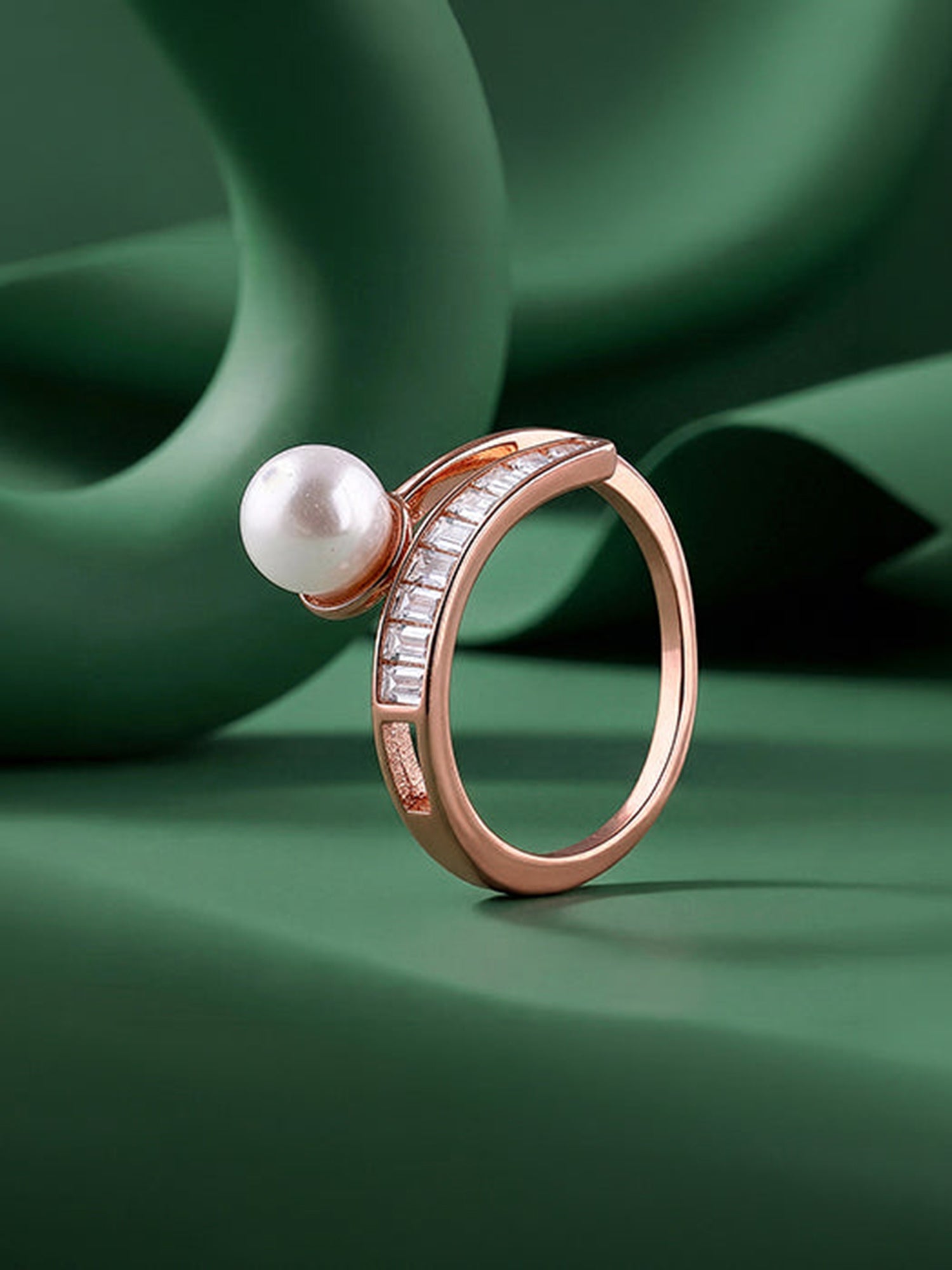 Rose Gold Grace Pearl Bypass Ring