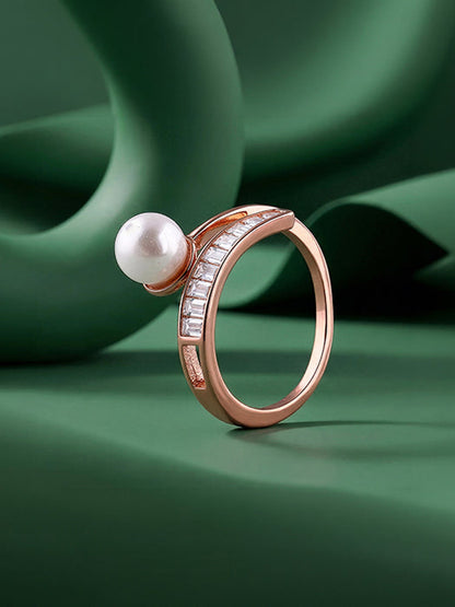 Rose Gold Grace Pearl Bypass Ring