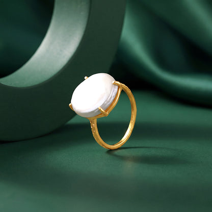 Golden Sigourney Pearl Ring (Size 12)