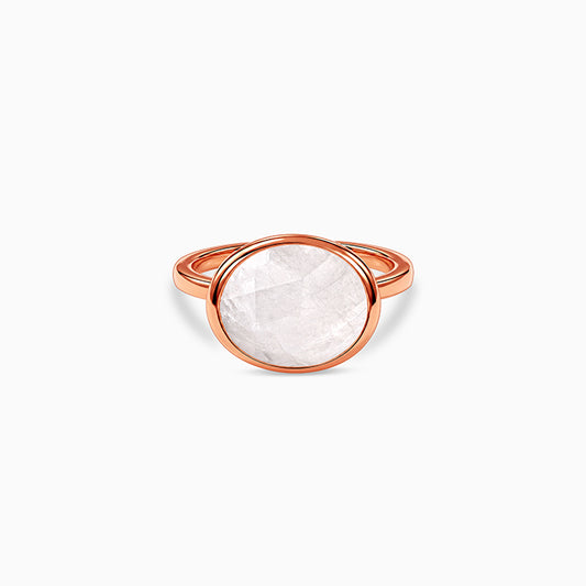 Rose Gold White Rainbow Stone Ring