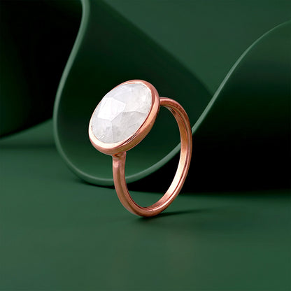 Rose Gold White Rainbow Stone Ring