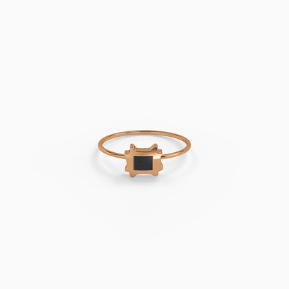 Rose Gold Obsidian Bloom Ring (Size 12)
