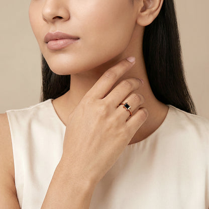 Rose Gold Obsidian Bloom Ring (Size 12)