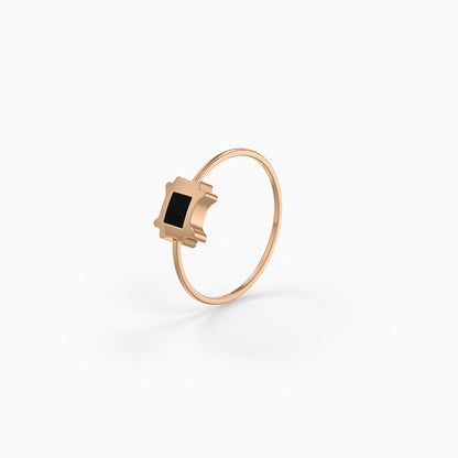 Rose Gold Obsidian Bloom Ring (Size 12)