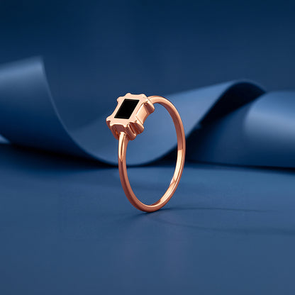 Rose Gold Obsidian Bloom Ring (Size 12)