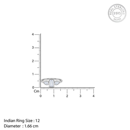 Silver Trio Zircon Ring (Size 12)