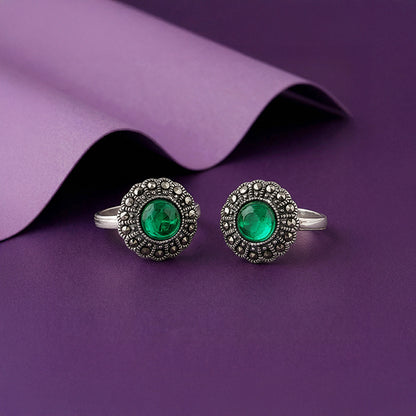 Oxidised Silver Tanishka Toe Rings