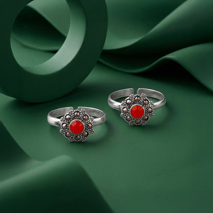 Oxidised Silver Aishwarya Toe Rings