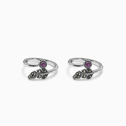 Oxidised Silver Charulata Toe Rings