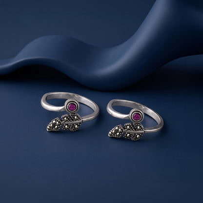 Oxidised Silver Charulata Toe Rings