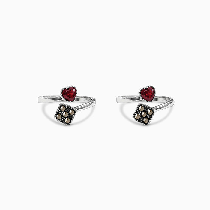 Oxidised Silver Tavishi Toe Rings