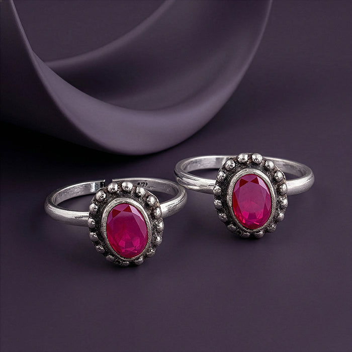 Oxidised Silver Pihu Beaded Toe Rings