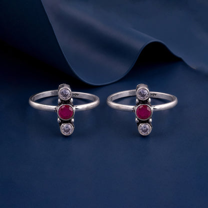 Oxidised Silver Gayathri Toe Rings