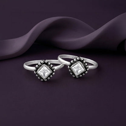 Oxidised Silver Vanya Beaded Toe Rings
