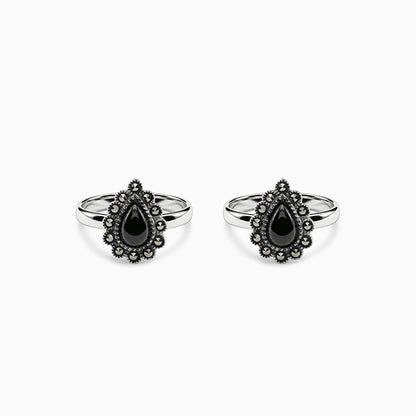 Oxidised Silver Sevanthi Toe Rings