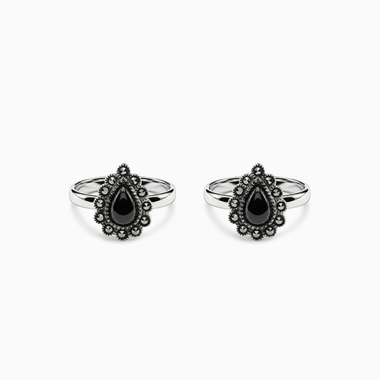 Oxidised Silver Sevanthi Toe Rings