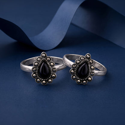 Oxidised Silver Sevanthi Toe Rings