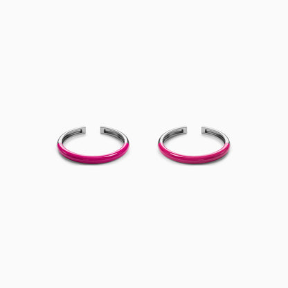 Silver Cerise Enamel Toe Rings