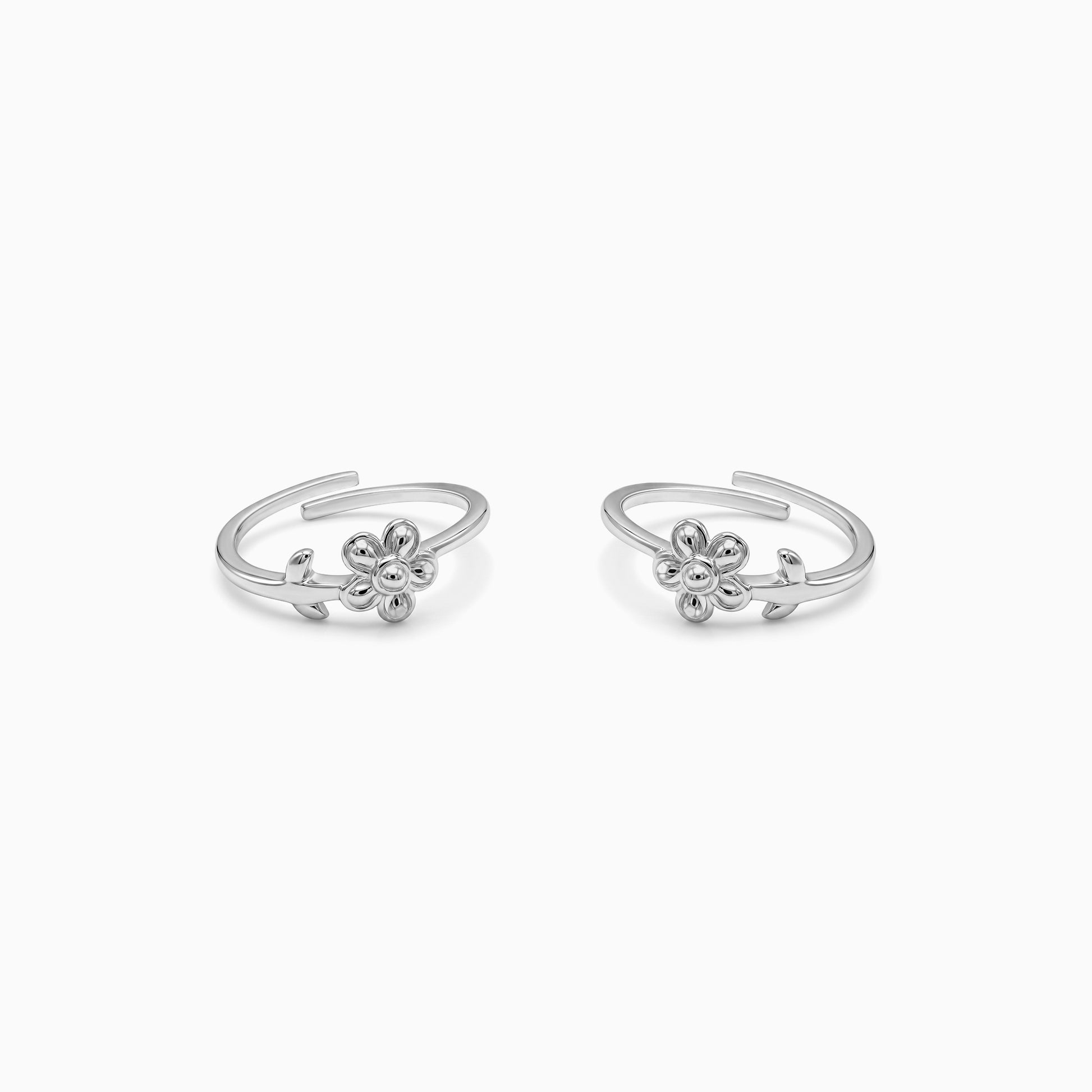 Silver Chloris Floral Toe Rings