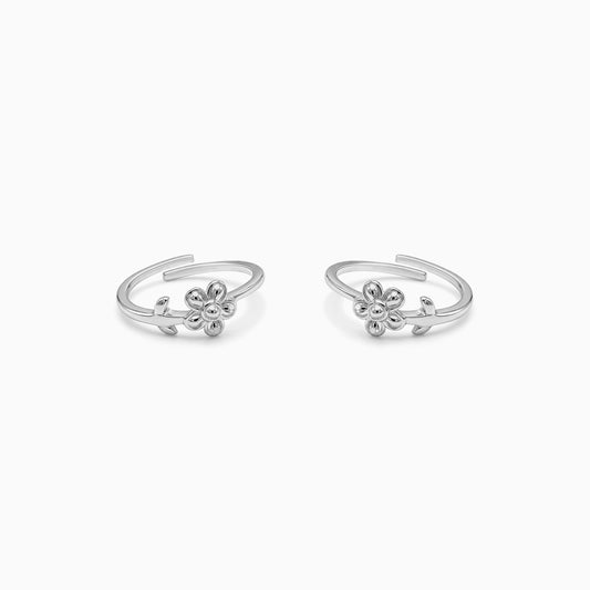 Silver Chloris Floral Toe Rings