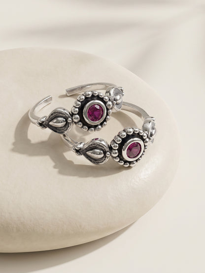 Oxidised Silver Bhavana Toe Rings