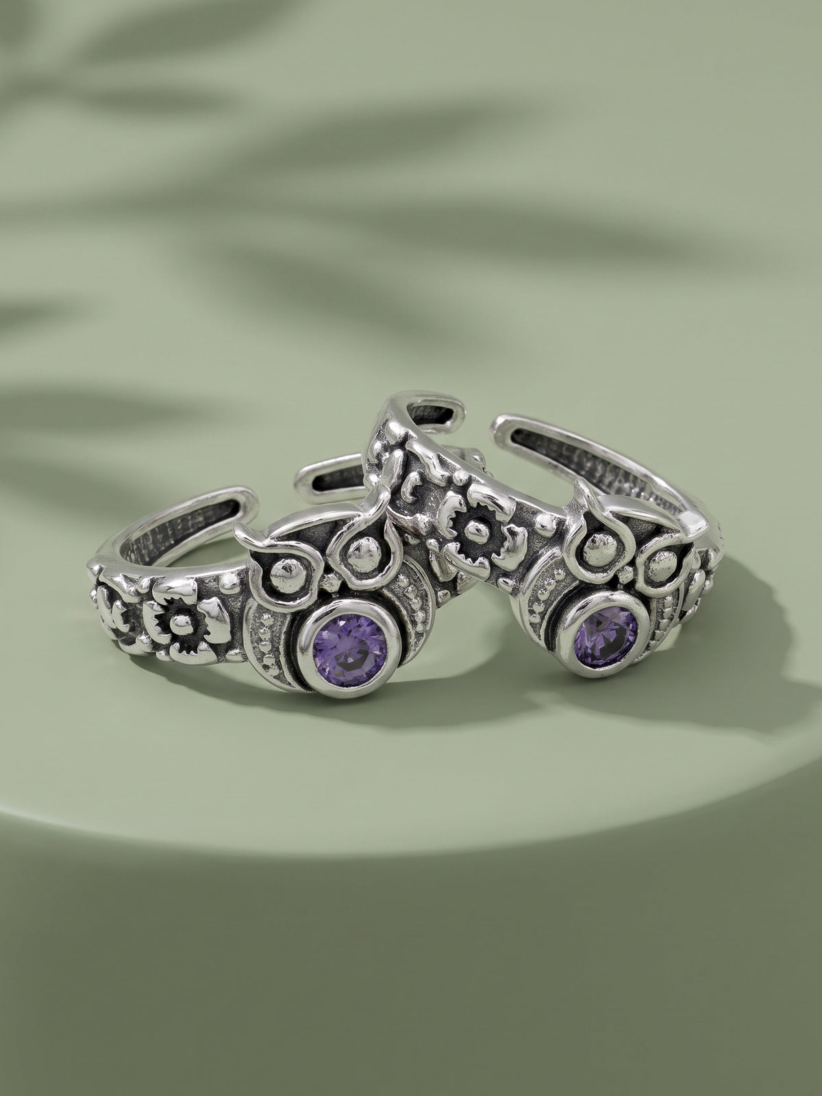 Oxidised Silver Damini Toe Rings