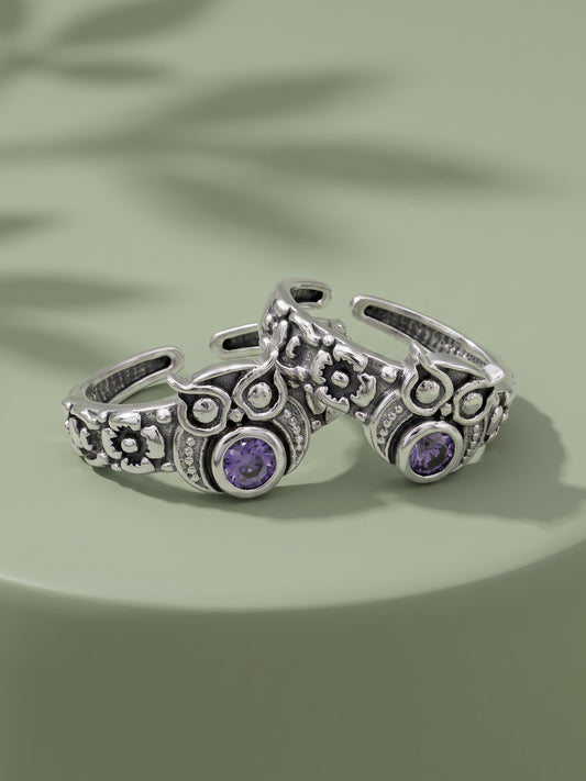 Oxidised Silver Damini Toe Rings