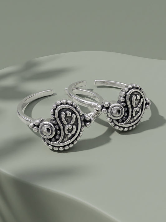 Oxidised Silver Chaitali Toe Rings