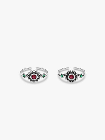 Oxidised Silver Ratna Toe Rings