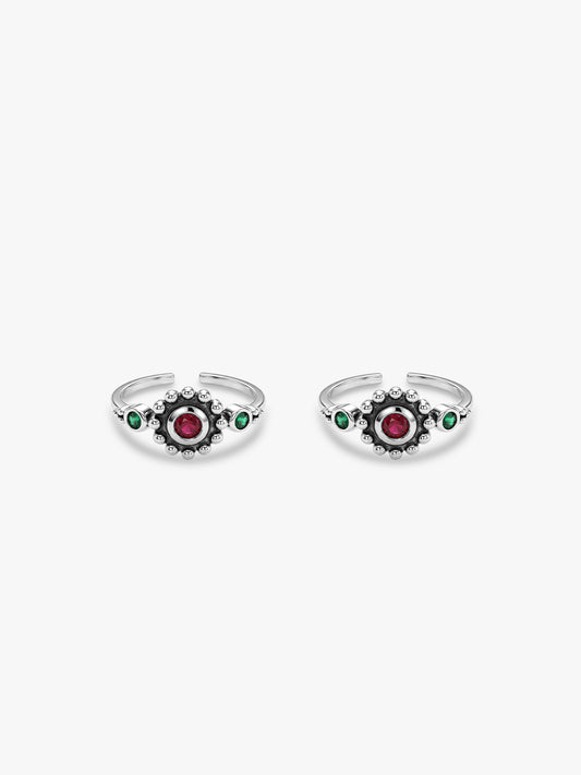 Oxidised Silver Ratna Toe Rings