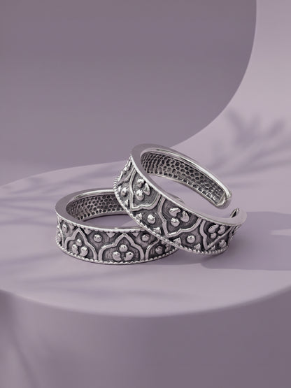 Oxidised Silver Bhumika Toe Rings